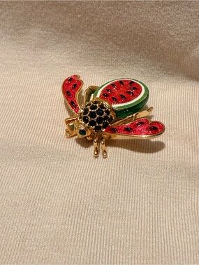 Vintage Joan Rivers Watermelon Bee Brooch